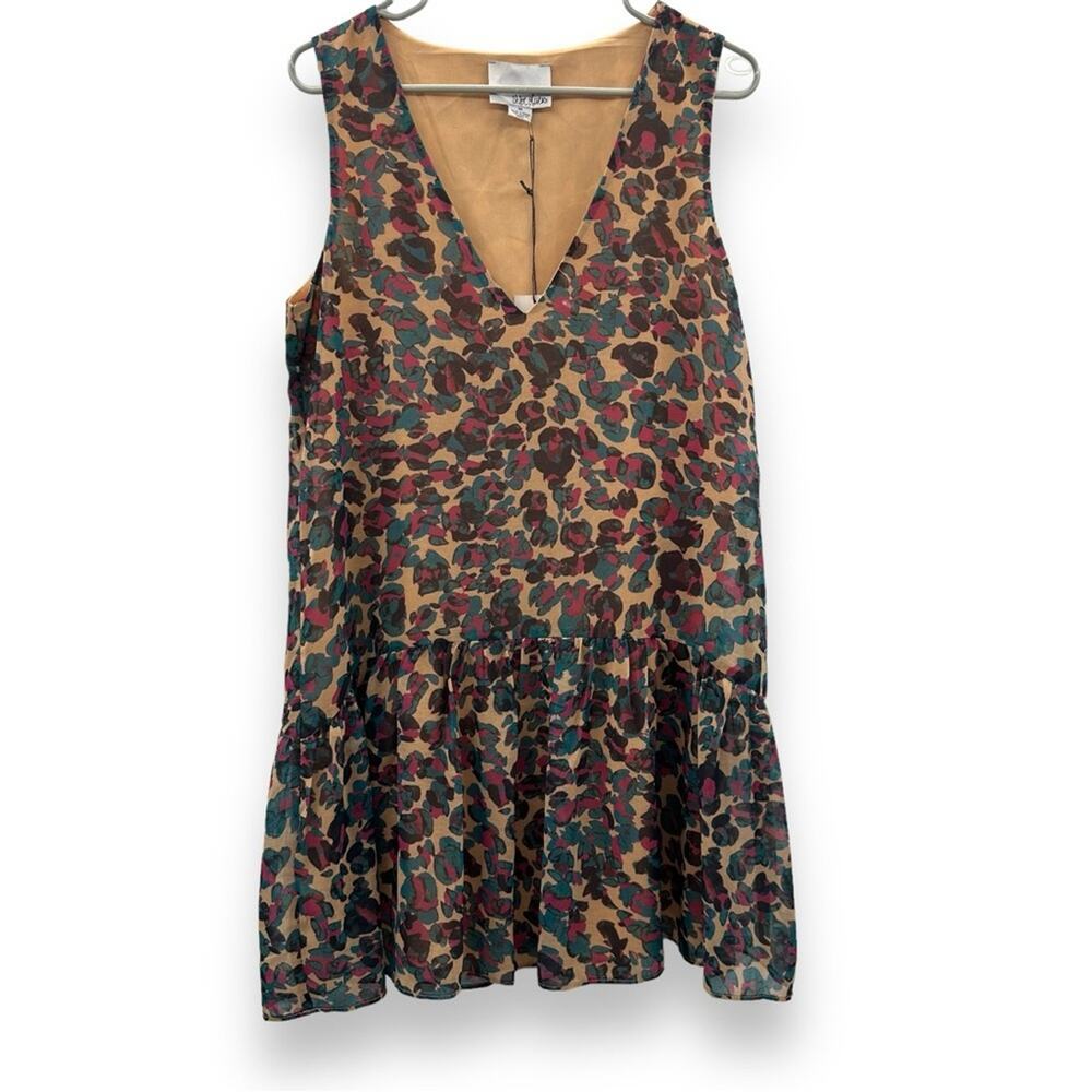 Anthropologie Chloe Oliver Risa Multicolor Leopard‎ Print Sleeveless Dress Sz M